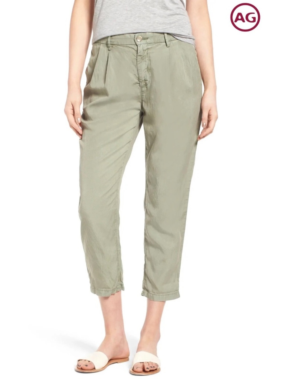 AG ADRIANO GOLDSCHMIED WOMEN NWT THE EVAN SULFUR HARVEST OLIVE PANTS. SIZE 27